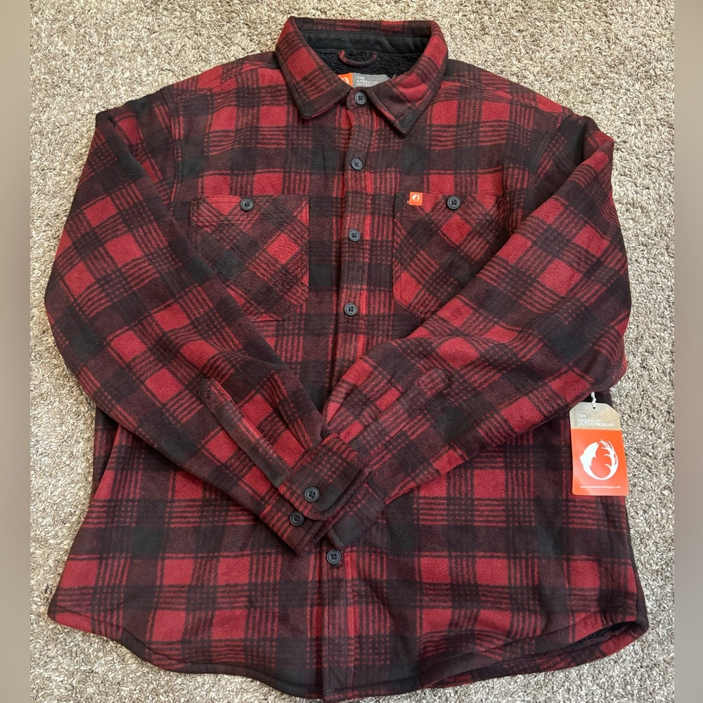The American Outdoorsman Flannel Jacket with Sherpa Lined Size L